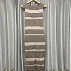 【Herlipto】CottonStripedRibbedKnitDress