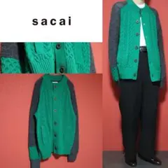 【美品】sacai 17AW ランダムケーブル編み 切り替え ニットジャケット