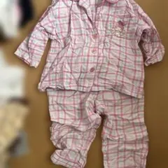 マイメロディ チェック柄 パジャマ 90センチ上下セット長袖のサムネイル