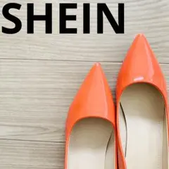 エナメルパンプス　オレンジ　太ヒール　チャンキー　SHEIN インポート　26