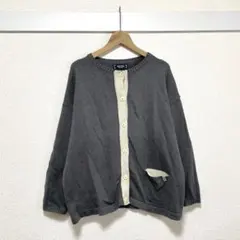 ノーザントラック カーディガン M 配色 クルーネック 羽織り グレー ゆったり