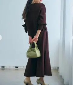 COHINA キャンディスリーブマーメイドニットセットアップ　 ダークブラウン