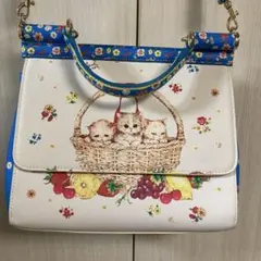 フランシュリッペ　バスケットねこ　ショルダーバッグ　ナチュラル　森ガールのサムネイル