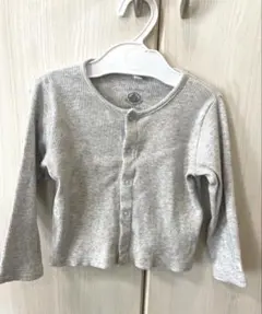 プチバトー　ライトグレー　リブ編みボタン付きカーディガン　薄手　18㎝　81㎝