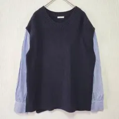 【GU】（M）シャツコンビネーションセーター/レイヤード風ドッキングトップス