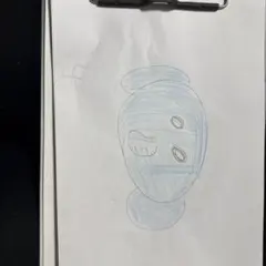 手描きの青い動物キャラクター