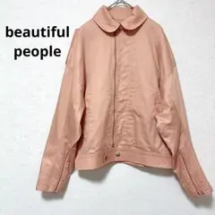 ビューティフルピープル ピンク 襟付きジャケット ブルゾン ライダース
