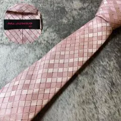 MSE1170 Mr.JUNKO ピンク チェック シルク ネクタイのサムネイル