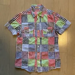 ミキハウス パッチワーク チェック 半袖シャツ キッズ　155〜165