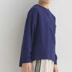 新品未使用　OMNES 袖リブ　ダブルガーゼポケット付き長袖Tシャツ 140cm