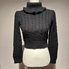 evelyn ケーブルタートルニット　ブラック