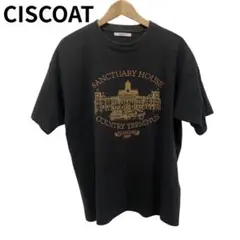 ディスコート　ストリート系　刺繍プリント　メンズ　半袖　Tシャツ ブラック