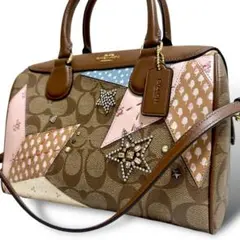 極美品　希少　2way　ショルダーバッグ　ミニボストン　パッチワーク　スタッズ