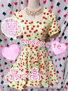 ♡emsexcite♡チェリー♡ワンピ♡デート♡ミニワンピ