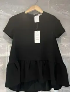 【新品タグ付き】yokochan ハーフスリーブヘムギャザーフレア