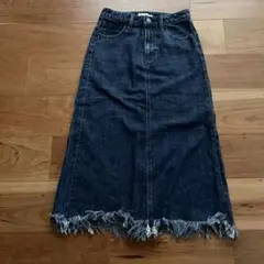 MOUSSYサイズ2 (M程度)フリンジデニムロングスカート