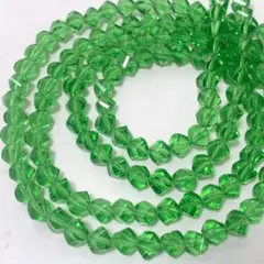 bk542/new！ガラスビーズ◇多面カット　クリアライトグリーン　2連