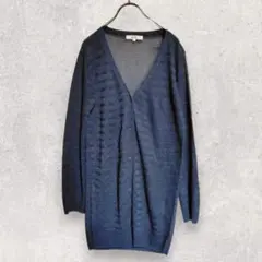 オゾック ロングカーディガン M ネイビー Vネック 長袖