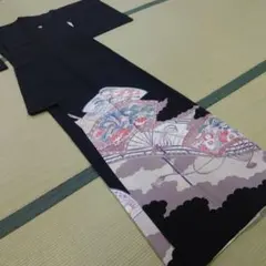 美品 黒留袖 正絹 袋帯 4点フルセット駒刺繍 結婚式 比翼仕立て 礼装
