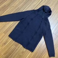 zara man ネイビー　フルジップフード付きニット　パーカー　セーター　ザラ