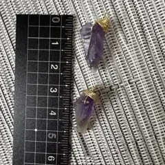 アメジスト ワイヤーラップピアス