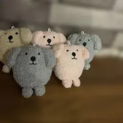 ふわふわドッグ アニマルキーチェーン５個