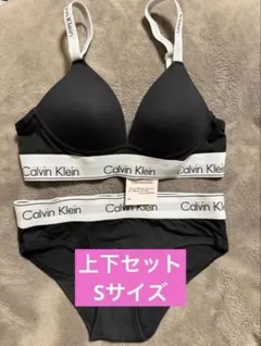 新品 カルバンクライン 上下セット ブラショーツ ストラップ ロゴ入　黒　CK