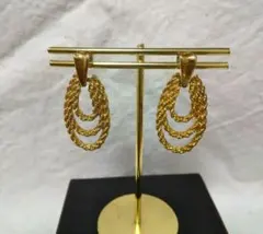 ゴールド 三層フープピアス ヴィンテージ