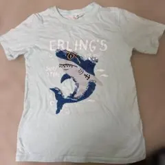 H&M サメ　スパンコール　Tシャツ　140