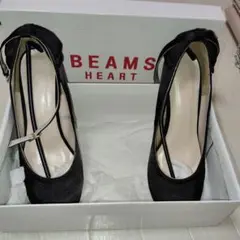 BEAMS HEART　ハイヒール　ブラック 　ガーリーリボン
