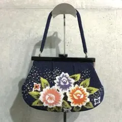 香鳥屋 ビーズバッグ 花柄 ハンドバッグ 和装 希少 昭和レトロ 大正レトロ