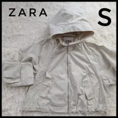 ZARA フード付き クロップド ジャケット ジャンパー S ライトベージュ