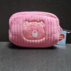ケアベア　アップリケコーデュロイポーチ　ピンク