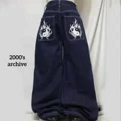 パンツ 2000's archive Black buggy denim y2k 2000's archive paint grunge buggy denim - メルカリ