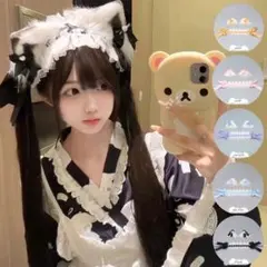 ★SALE★ネコ耳＆ヘッドドレス レース リボン コスプレブラック 黒