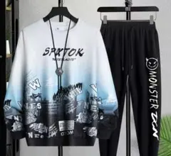 サイズ:L 新しいメンズ春と秋のファッショングラデーションスウェットシャツセット