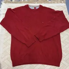 TOMMY HILFIGER クルーネック ニット レッド Lのサムネイル
