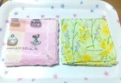 LADUREE、HIBIYA-KADAN ハンカチ 2枚セット ピンク グリーンのサムネイル