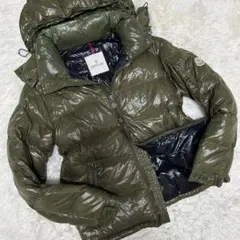 【正規美品/M】モンクレール ダウンジャケット ワッペン付き 肉厚 フード 緑