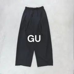 ジーユー♡GU バレルレッグプルオンパンツ M ブラック ウエストゴム ゆるダボ