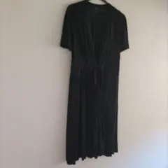 黒いシャツワンピース ウエストリボン付き
