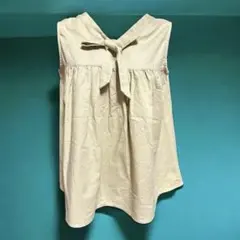 AZUL BY MOUSSY トップス　チュニック　ベージュ　麻混紡　リボンタイ