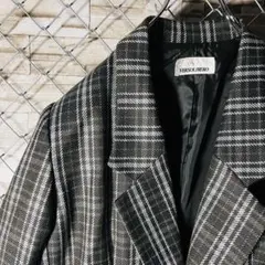 【レアデザイン】チェック柄　テーラードジャケット　ダブル　好配色