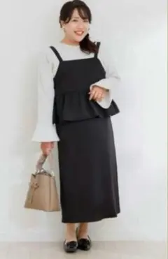 しまむら Hina×Komachi ぺプラムフリルジャンパースカート LL