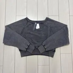 新品 ヴィンテージウラケショートボートネックプルオーバー　チャコールグレー　F