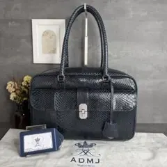 【未使用品】A.D.M.J. アールデコ パイソン トートバッグ ネイビーのサムネイル
