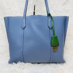 【良品】 トリーバーチ ペリー トリプルコンパートメント トート レザー ブルー