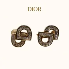 Christian Dior CDロゴ イヤリング ゴールド ラインストーン