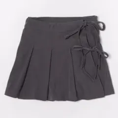 apres jour リボンプリーツラップスカート チャコール グレー