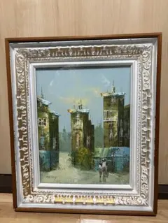 油彩画 HENIY サイン入り 風景画 額装のサムネイル
